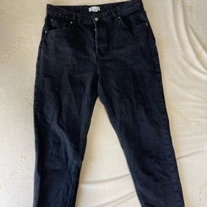 Black crop mom jeans